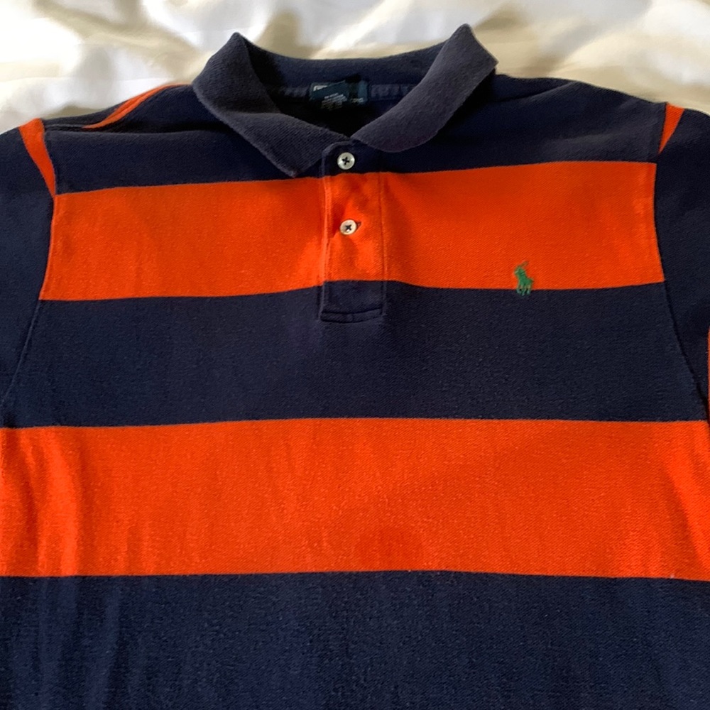 Kids Ralph Lauren polo shirt sleeve orange and blue shirt